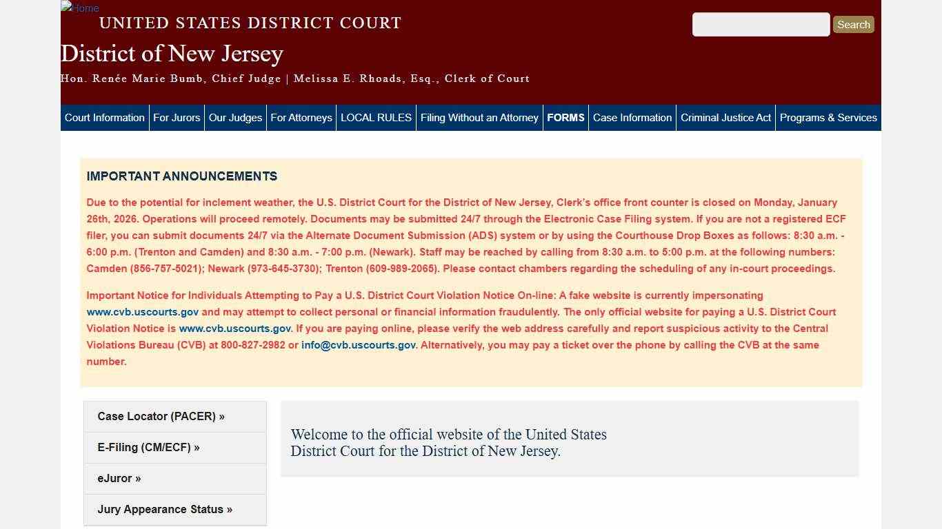 District of New Jersey United States District Court